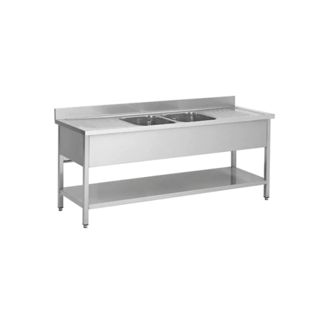 Plonge en inox 2 Bac 2 égouttoirs Ref:AMS206BM2 Marque: Technimed
